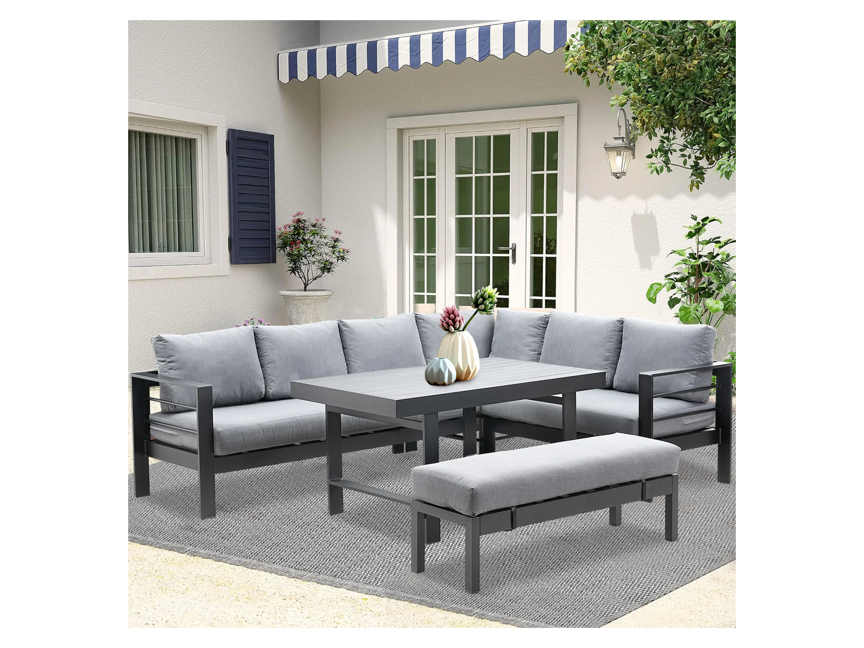 MEXO Gartenmöbel Lounge-Set »Tropea«, inkl Polster (8-Sitzer, Grau / Dunkelgrau) – Bild 2 von 4