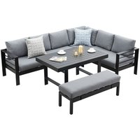 MEXO Gartenmöbel Lounge-Set »Tropea«, inkl Polster (8-Sitzer, Schwarz / Dunkelgrau)