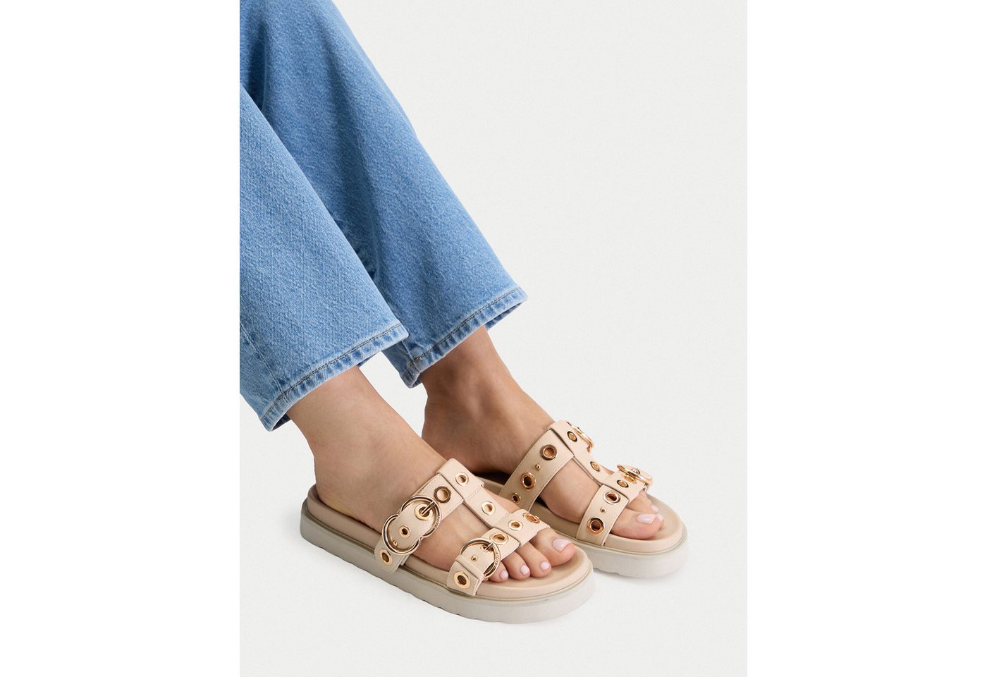 Mexx Mexx Damen-Flip-Flops Beige Badepantolette – Bild 2 von 4