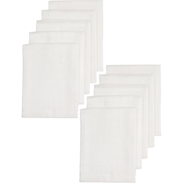 Meyco Baby Stoffwindeln White (100% Bio-Baumwolle / 100% Baumwolle, 1-St), 80x80cm - 10-Pack