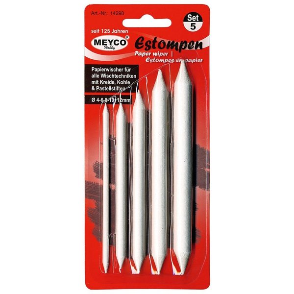 MEYCO Hobby Collegeblock Papierwischer Estompen, 5er-Set