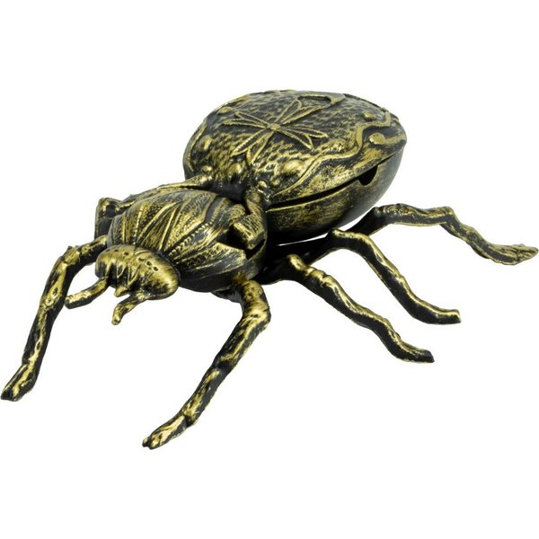 meytrade Aschenbecher Ascher Schildkröte, Fliege, Spinne mit Deckel Metall antik gold, animal