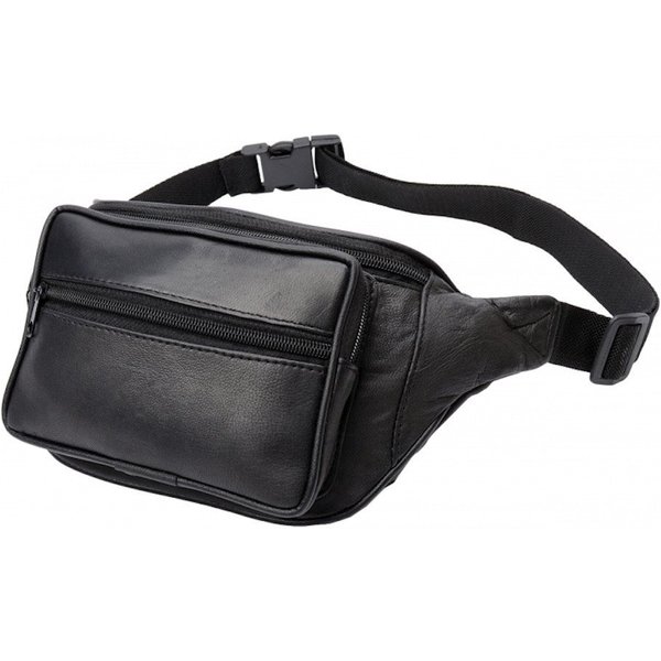 MF Bauchtasche Bauchtasche Schwarz Nappa Leder mit Reißverschlussfächern (1-tlg)
