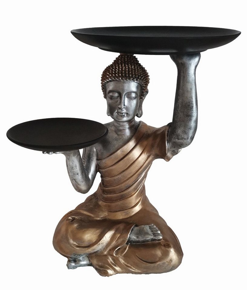 MF Buddhafigur Buddha Figur Siddhara mit Serviertabletts gold dekorative Ablagefigur (1 St) – Bild 2 von 3