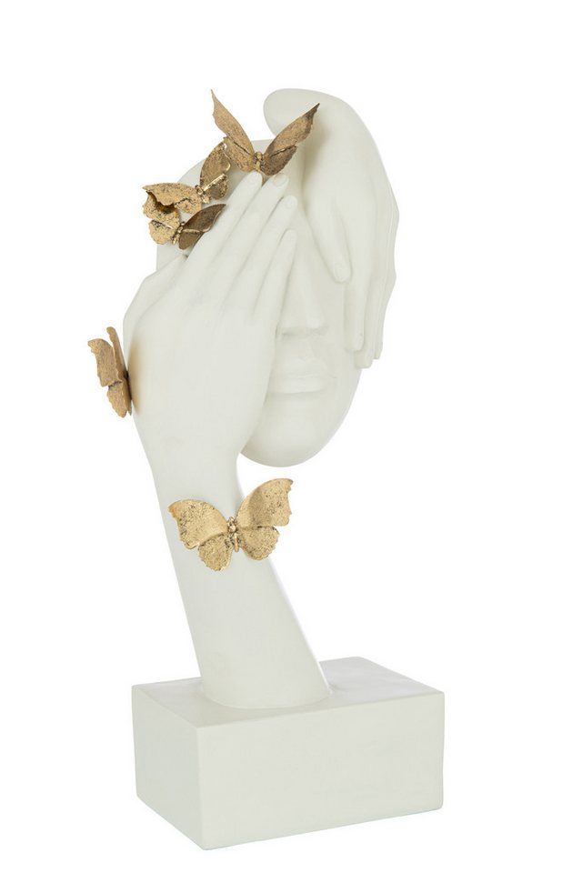 MF Dekoobjekt Gesicht mit Schmetterlingen Skulptur, Polyresin, Gold oder Weiß/Gold - – Bild 3 von 3
