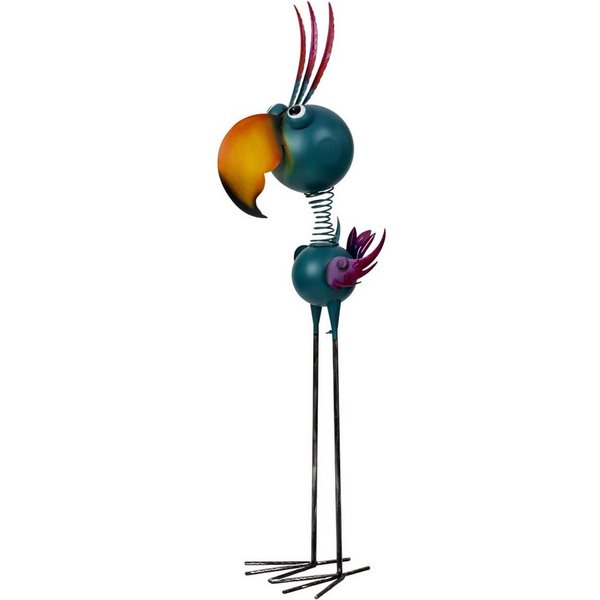 MF Gartenfigur Gartendeko Metall Vogel XL bunt stehend Marivo 129 cm, (1 St)