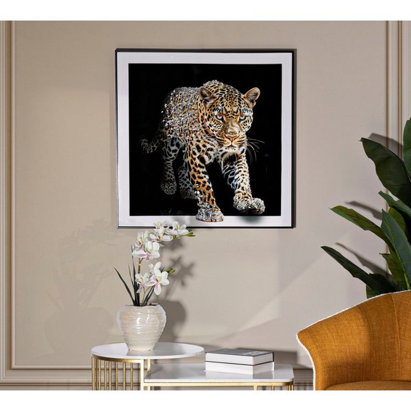 MF Leinwandbild Wandbild 3D Diamond Jaguar Lackoptik Mit Rahmen 82x82cm, (1 St)