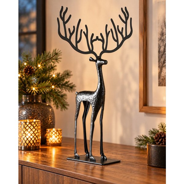 MF Tierfigur Cornelius Waldsilhouette Dekofigur Hirsch 48cm Metall Weihnachten (1 St)