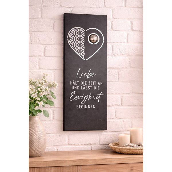 MF Wanddekoobjekt Wandrelief Herzzeit Ewigkeit grau 90cm (2 St)