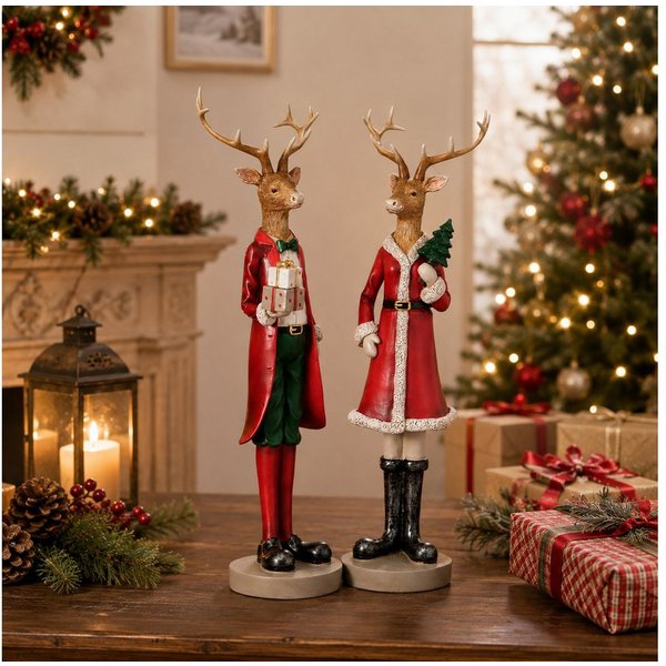 MF Weihnachtsfigur Weihnachtsfiguren Hirsch Noelio 2er Set 43,5 cm (1 St)