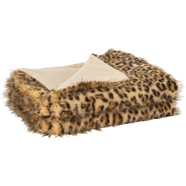 Wohndecke Kuscheldecke Leo mit Leopardenmuster braun beige 130 x 180 cm, MF