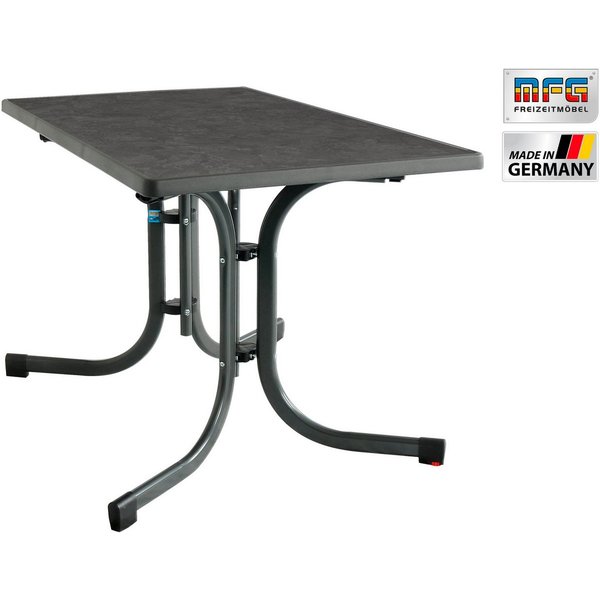 MFG Freizeitmöbel Gartentisch MFG Boulevard-Klapptisch 110x70 cm, anthrazit/schiefer, Wetterfeste Melanin-Platte mit stoßfester Kante