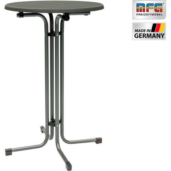 MFG Freizeitmöbel Stehtisch MFG Stehtisch d=70 cm, anthrazit/schiefer, Einfacher Klappmechanismus