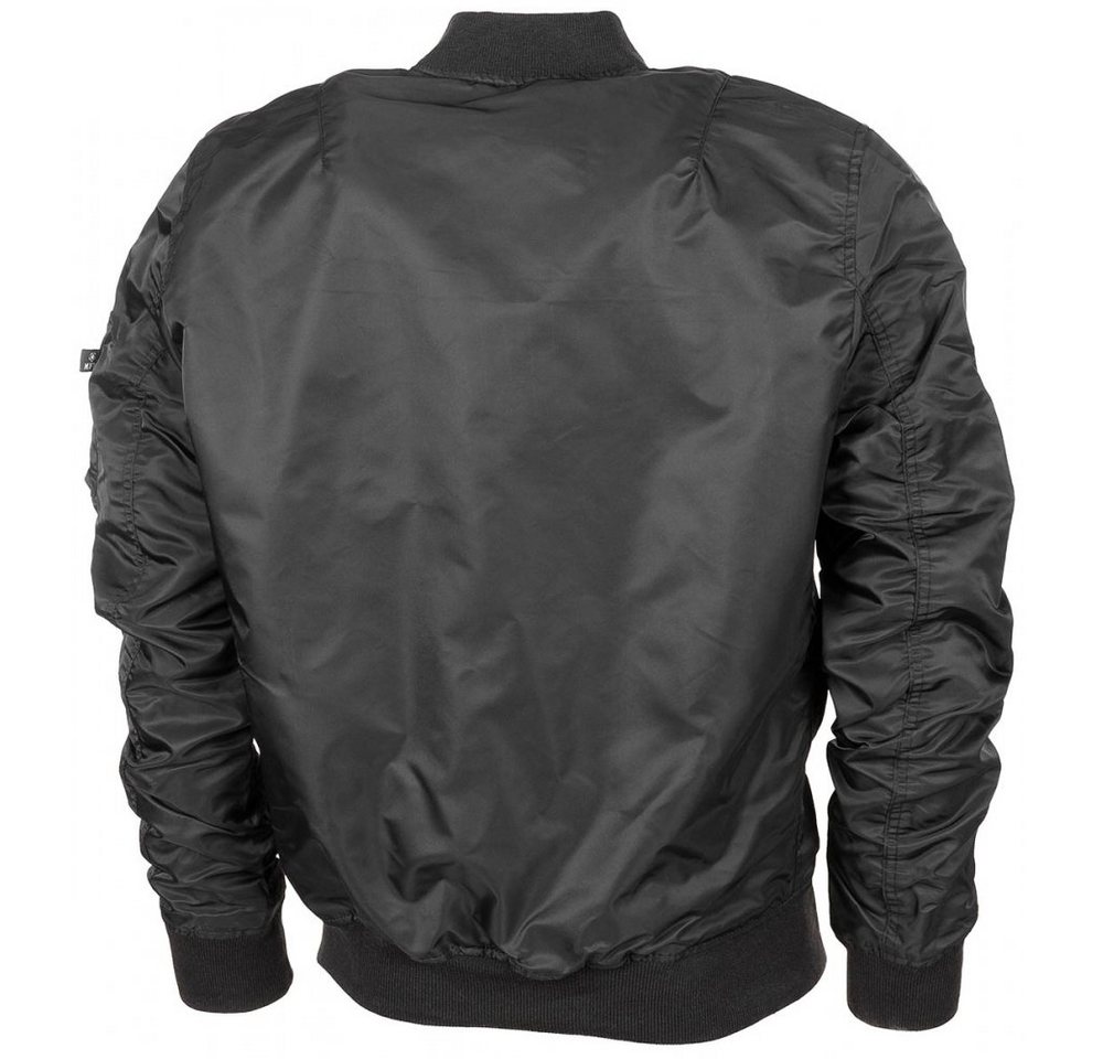 MFH Bomberjacke US Airforce Jacke MA1, schwarz - XL doppelter Strickbund am Kragen, Ärmel und Bund – Bild 2 von 4