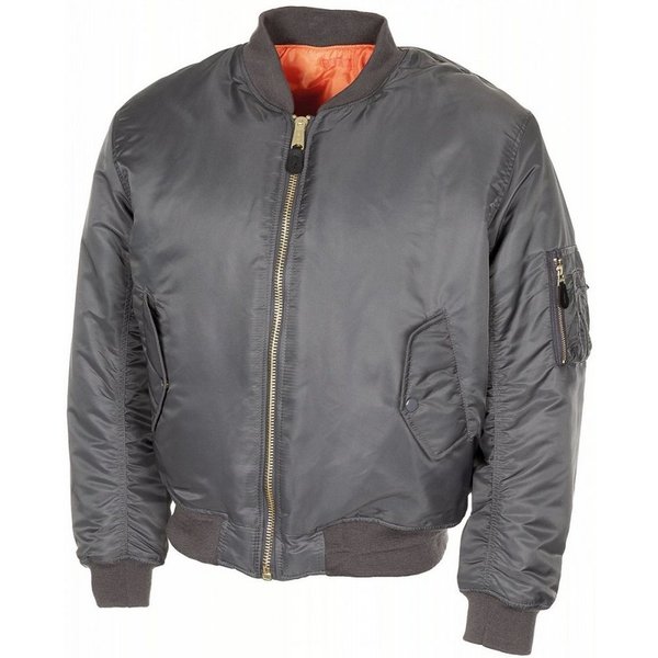 MFH Bomberjacke US Pilotenjacke MA1, Mod., urban grau - M Paspeltaschen mit Patte und Druckknopf