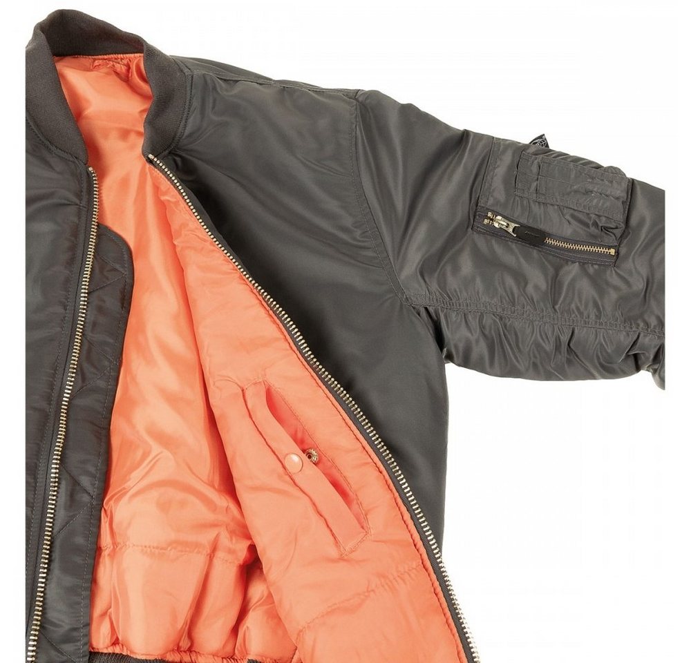 MFH Bomberjacke US Pilotenjacke MA1, Mod., urban grau - M Paspeltaschen mit Patte und Druckknopf – Bild 3 von 4
