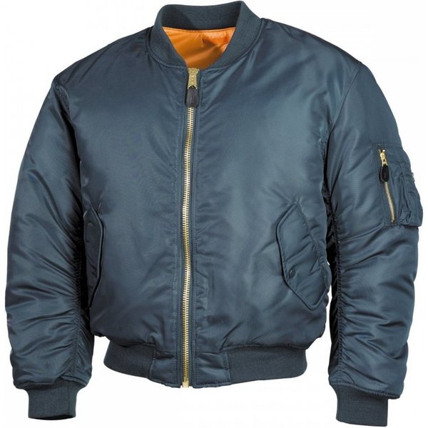MFH Bomberjacke US Pilotenjacke MA1, Mod., alphablau - XL Paspeltaschen mit Patte und Druckknopf