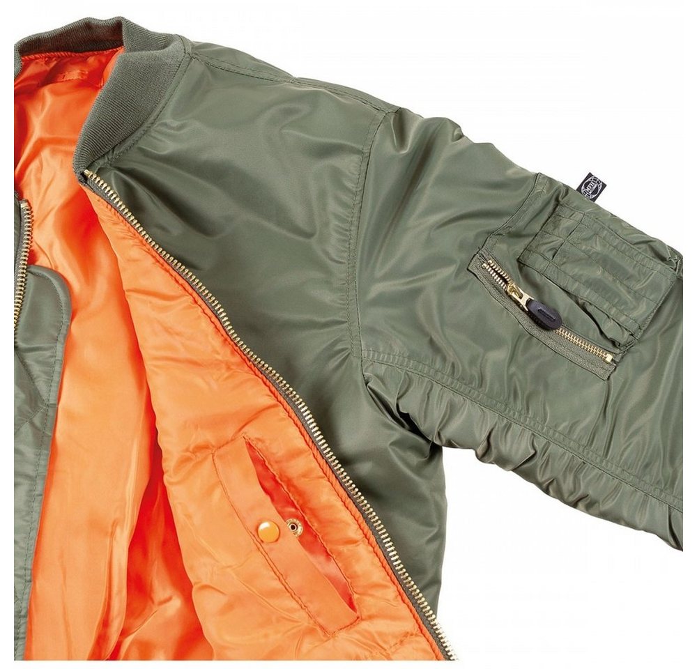 MFH Bomberjacke US Pilotenjacke MA1, Mod., oliv - L Paspeltaschen mit Patte und Druckknopf – Bild 3 von 4