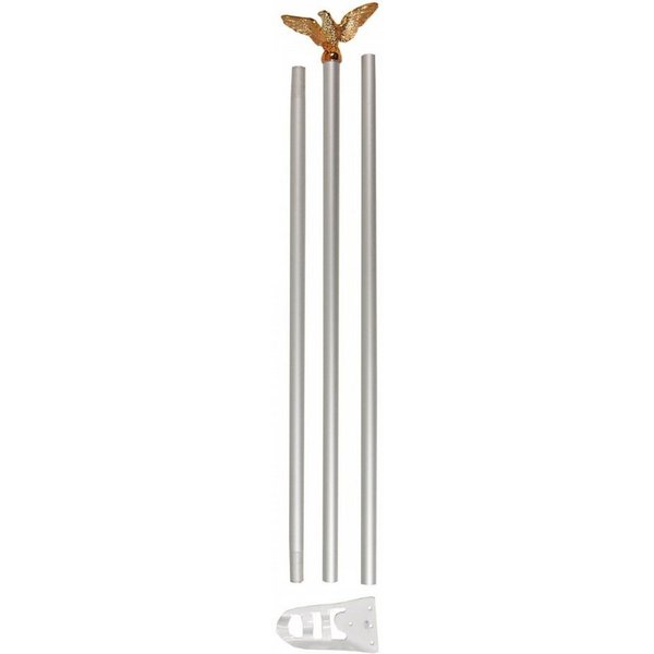 MFH Fahne Fahnenstange, weiß, mit goldfarbenen Adler (3-St), mit goldfarbenen Adler