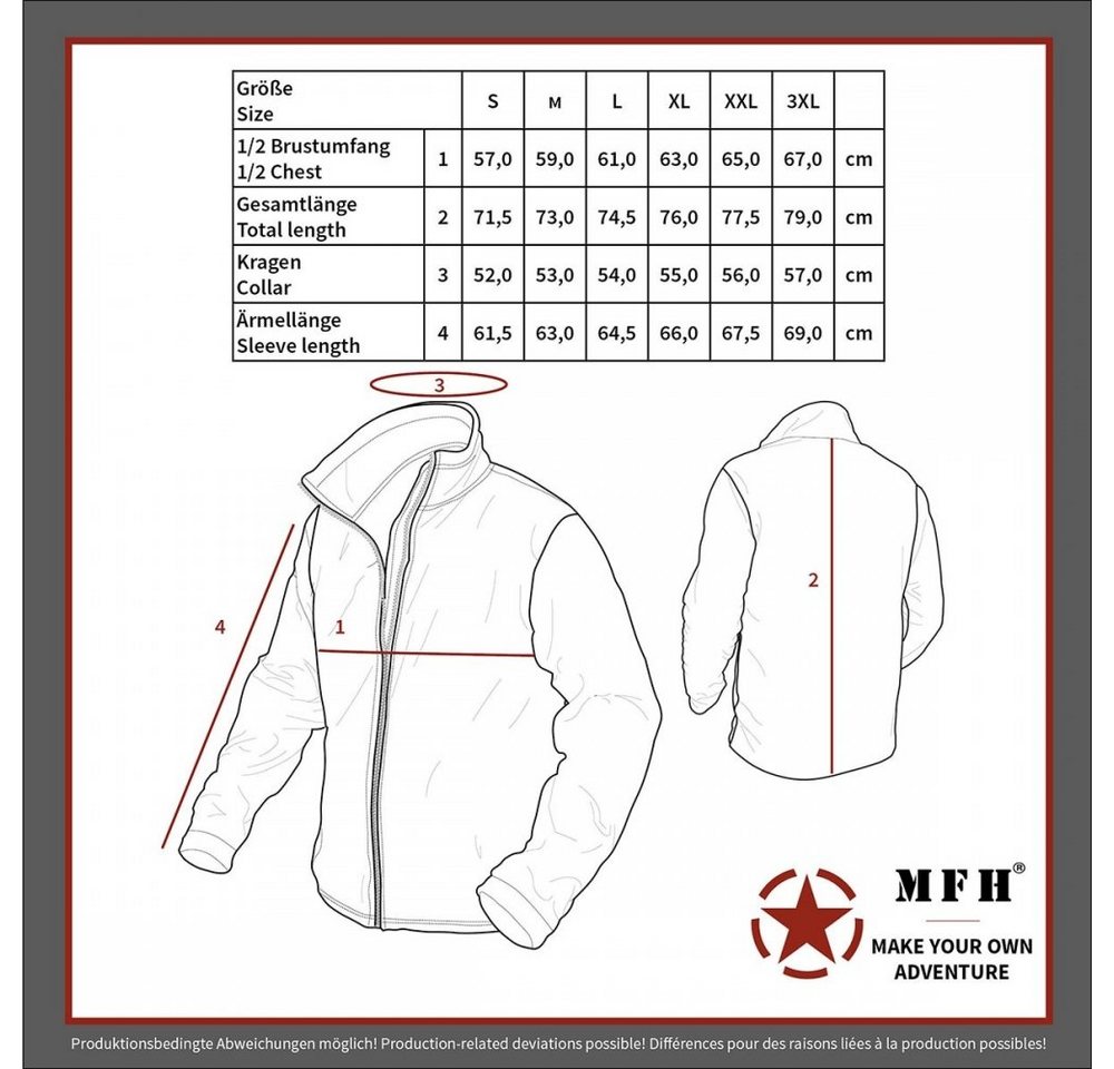 MFH Fleecejacke Fleece-Jacke, "Tactical", coyote tan - XXXL – Bild 4 von 4