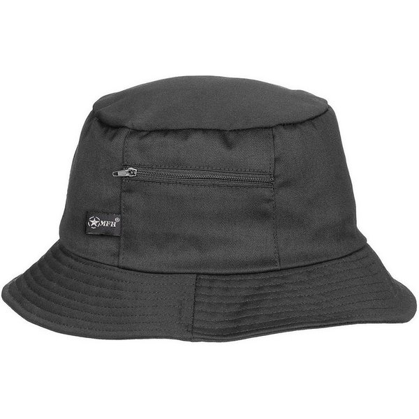 MFH Outdoorhut Anglerhut oder Fischermütze kleine Seitentasche, schwarz