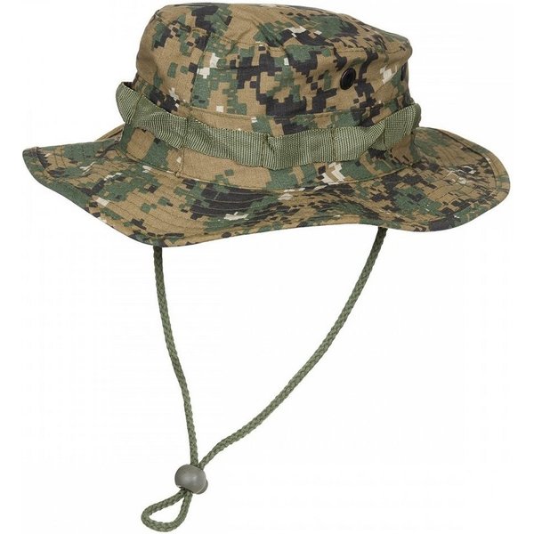 MFH Outdoorhut US GI Buschhut, mit Kinnb.,GI Boonie, Rip S., digital woodl. - XL (Packung) umlaufende Schlaufen