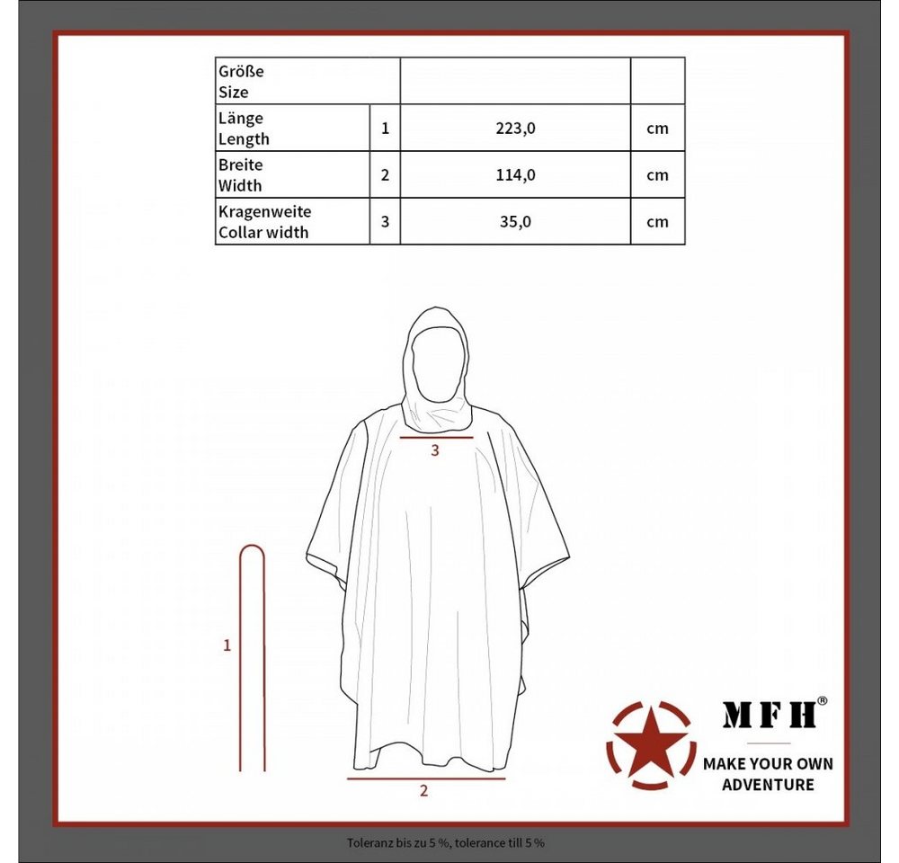 MFH Regenponcho US Poncho, Rip Stop, Mod., schwarz, Gr. 144 x 223 cm – Bild 4 von 4