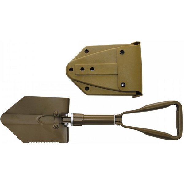 MFH Spaten Klappspaten, BW Modell, Alu, 3-tlg., coyote tan, mit Tasche, Klappbar