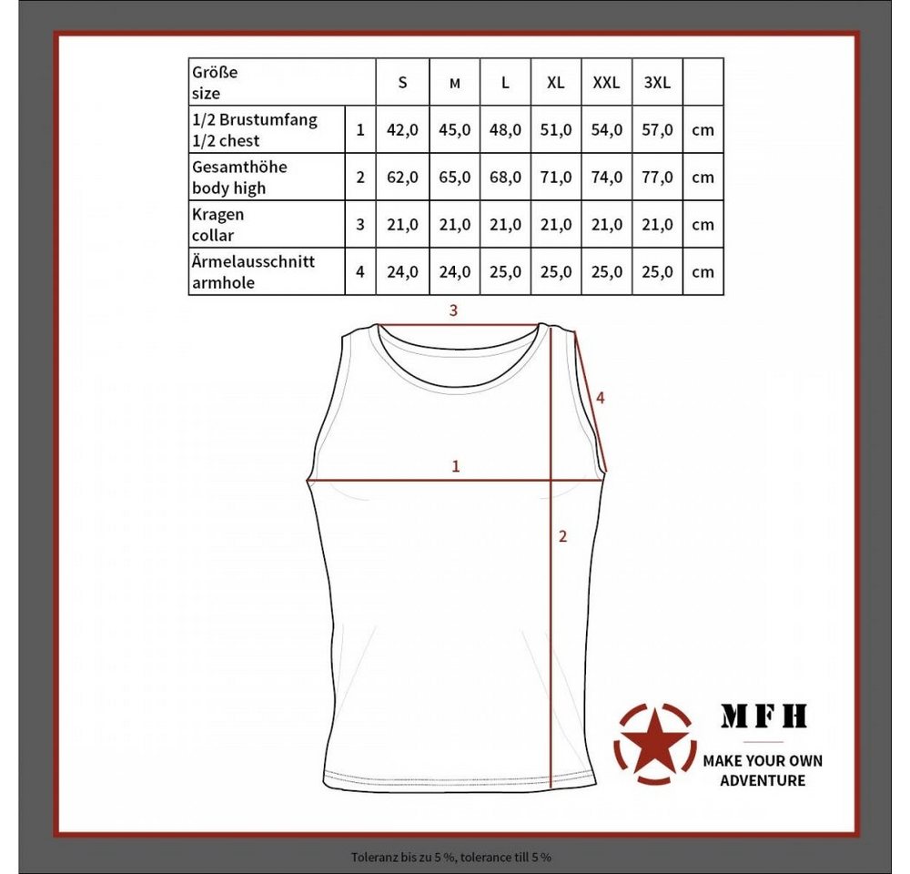 MFH Tanktop US Tank-Top, weiß, 160g/m² - S 170 g/m² – Bild 2 von 2