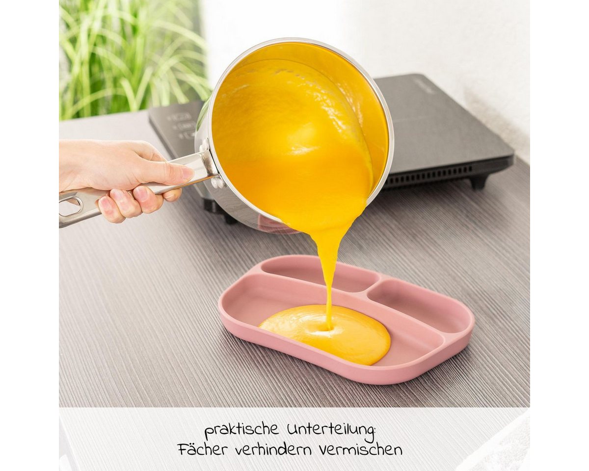 MiaMia Teller Rose, 2 x Baby Kinder Silikon Teller für Tisch & Hochstuhl - bruchsicher – Bild 3 von 5