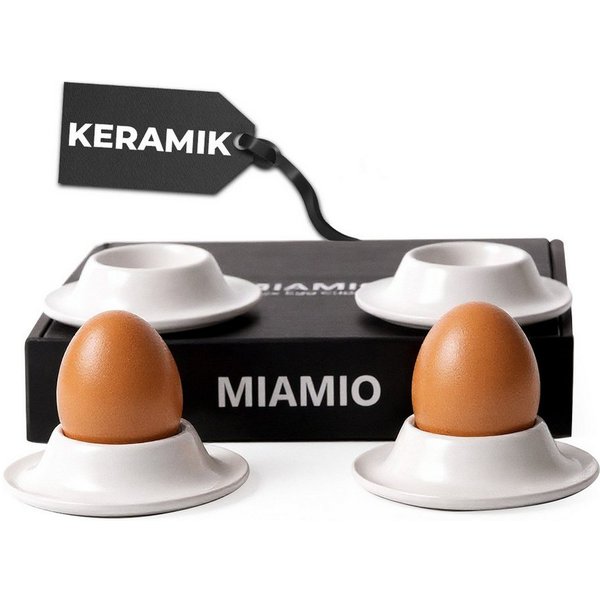 MiaMio Eierbecher mit Schalenablage, Weiß, (Set, 4-tlg., 4 Eierbecher), mit Ablage für Eierschalen
