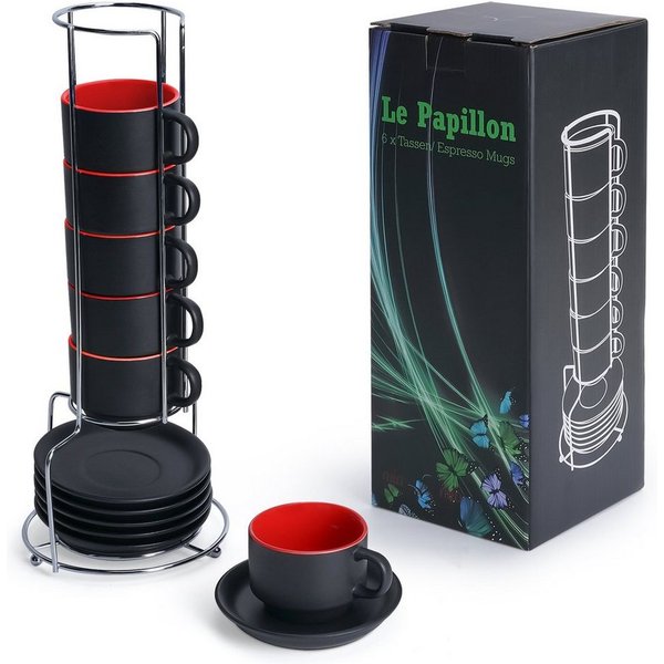 MiaMio Espressotasse Espressotassen Set Le Papillon Kollektion (6 x 75ml)