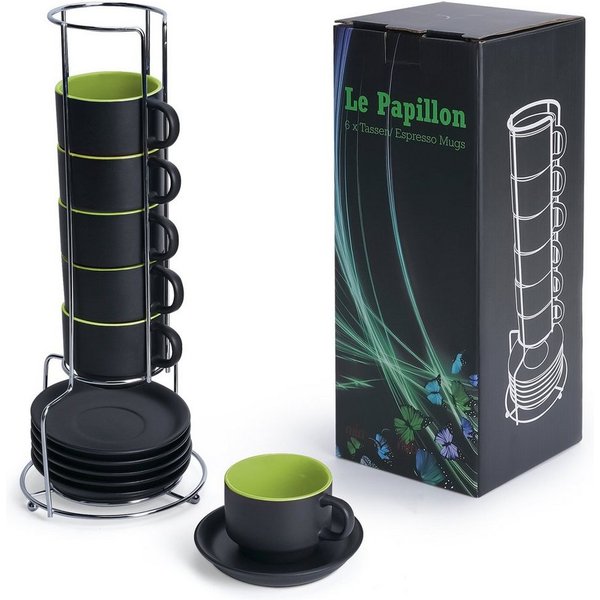MiaMio Espressotasse Espressotassen Set Le Papillon Kollektion (6 x 75ml)