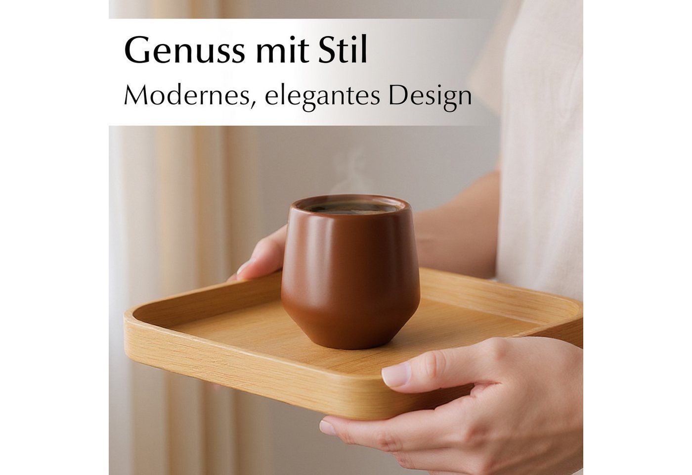 MiaMio Espressotasse Luxe ohne Henkel, 90 ml, Beige Pastel, 4-tlg., Keramik, Ristretto & Doppio, dickwandig, modern – Bild 2 von 5