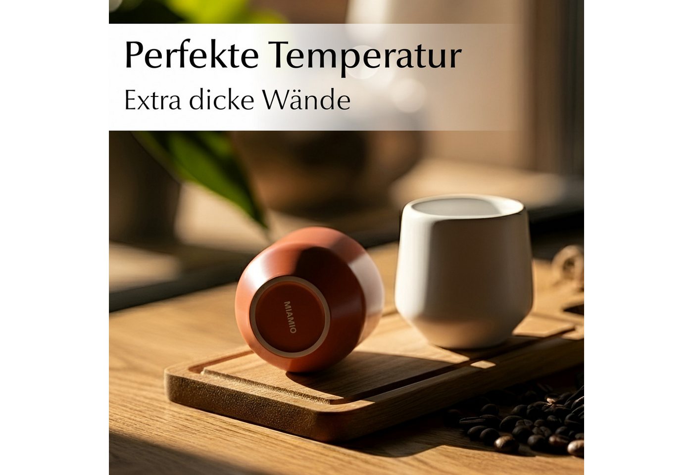 MiaMio Espressotasse Luxe ohne Henkel, 90 ml, Beige Pastel, 4-tlg., Keramik, Ristretto & Doppio, dickwandig, modern – Bild 5 von 5