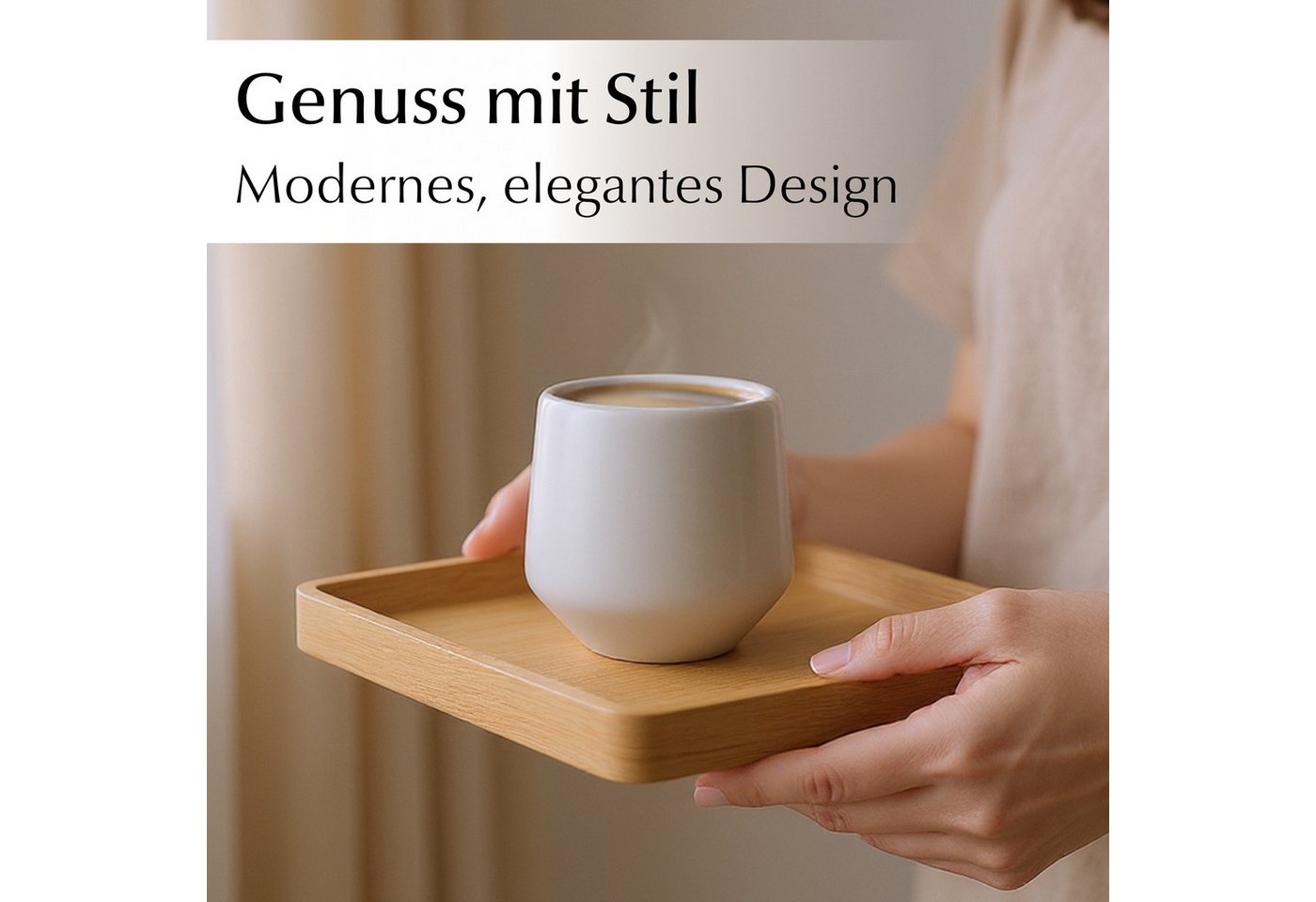 MiaMio Espressotasse Luxe ohne Henkel, 90 ml, Classic Pastel Grau, 4-tlg., Keramik, Ristretto & Doppio, dickwandig, modern – Bild 2 von 5