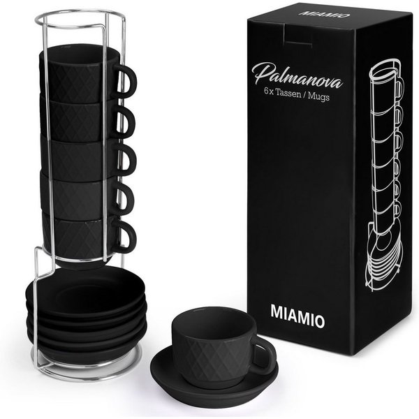 MiaMio Espressotasse Palmanova Schwarz, 75 ml, 6-tlg., Keramik