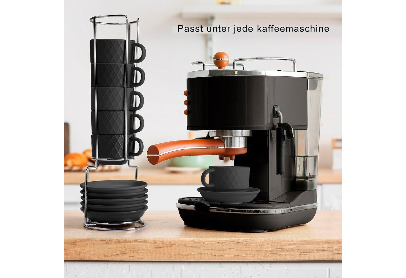 MiaMio Espressotasse Palmanova Schwarz, 75 ml, 6-tlg., Keramik – Bild 5 von 5