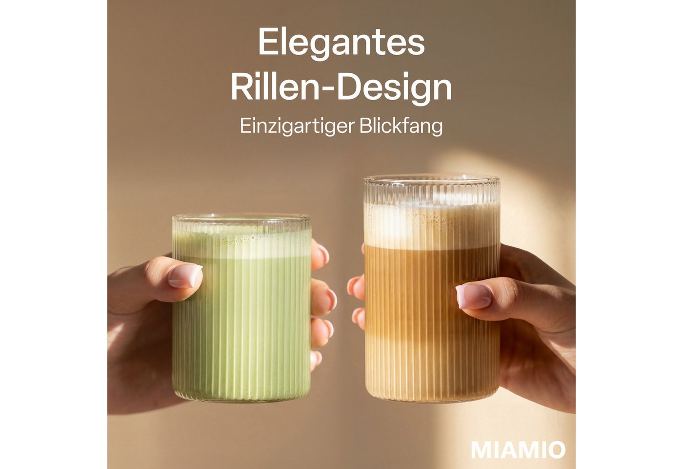 MiaMio Gläser-Set Senita, 280 & 430 ml, Riffeloptik, 12-tlg., Borosilikatglas, Spülmaschinengeeignet – Bild 2 von 5