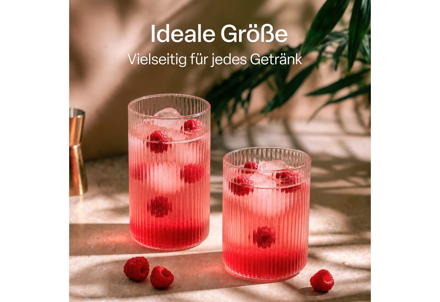 MiaMio Gläser-Set Senita, 280 & 430 ml, Riffeloptik, 12-tlg., Borosilikatglas, Spülmaschinengeeignet – Bild 4 von 5