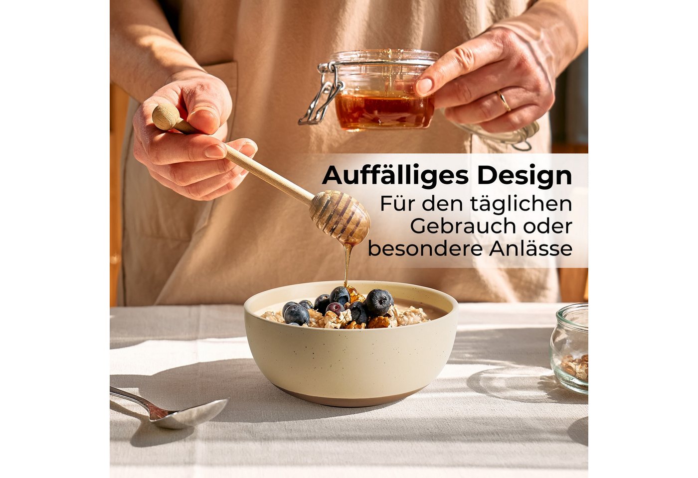 MiaMio Müslischale Aura Cozy Neutral, 820 ml, Keramik, (Set, 4-tlg), 820 ml, Ø 16 cm, 7 cm hoch – Bild 3 von 5