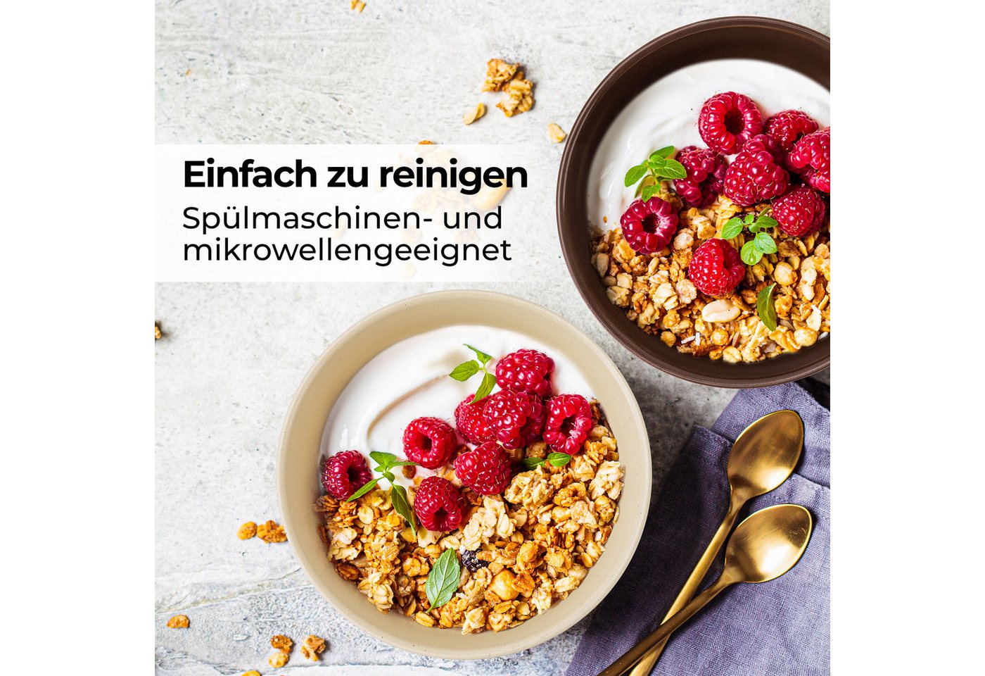 MiaMio Müslischale Aura Cozy Neutral, 820 ml, Keramik, (Set, 4-tlg), 820 ml, Ø 16 cm, 7 cm hoch – Bild 4 von 5