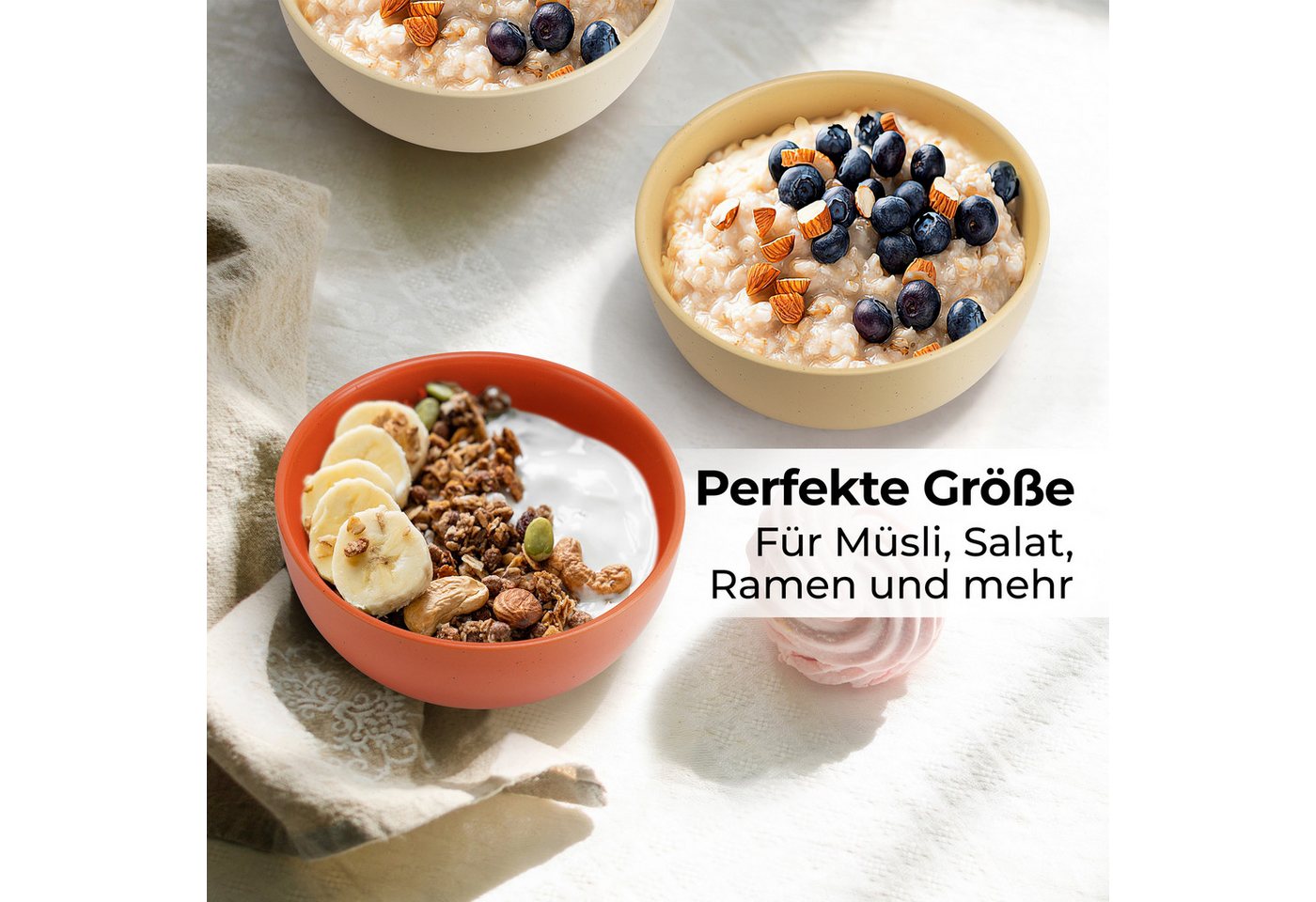 MiaMio Müslischale Aura Cozy Neutral, 820 ml, Keramik, (Set, 4-tlg), 820 ml, Ø 16 cm, 7 cm hoch – Bild 5 von 5