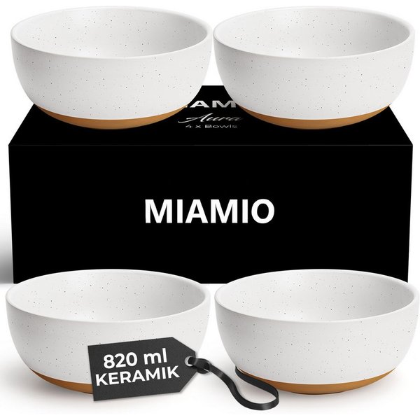 MiaMio Müslischale Aura Creamy Cocoa, 820 ml, Keramik, (Set, 4-tlg), 820 ml, Ø 16 cm, 7 cm hoch