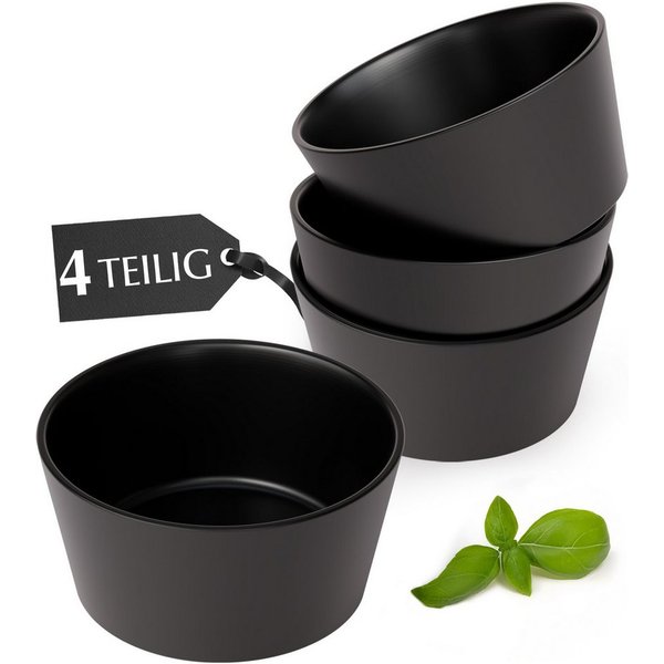 MiaMio Müslischale Luxe 740 ml Schwarz, Keramik, (Set, 4-tlg), 740 ml pro Schale
