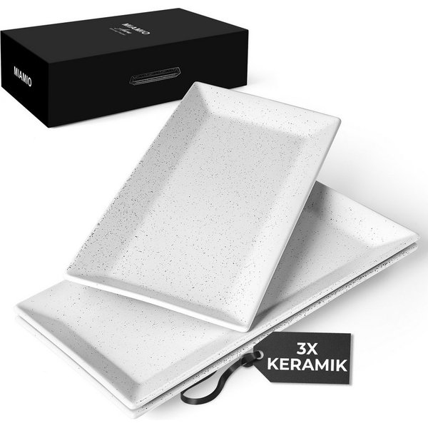 MiaMio Servierplatte Aura 30 x 15 cm, Keramik, (Set, 3-tlg., 3 rechteckige Servierplatten, 30 x 15 cm), Aura, rechteckig, 30 x 15 cm, 3-teilig