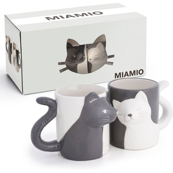 MiaMio Tasse 3D-Katzen, 350 ml, 2-tlg., Keramik