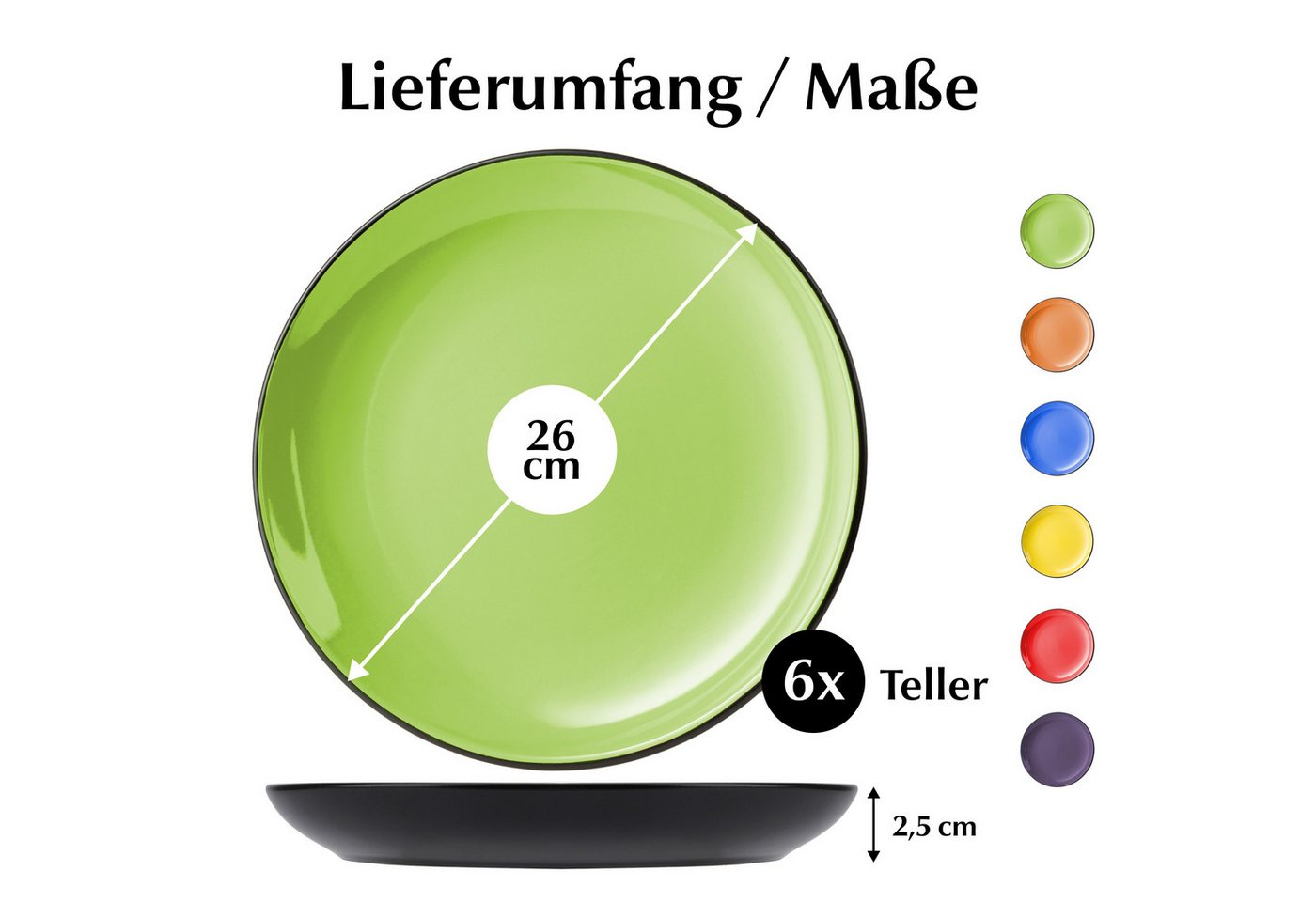 MiaMio Teller Le Papillon große Teller, bunt, (6 St), Ø 26 cm, 6-teilig – Bild 4 von 5