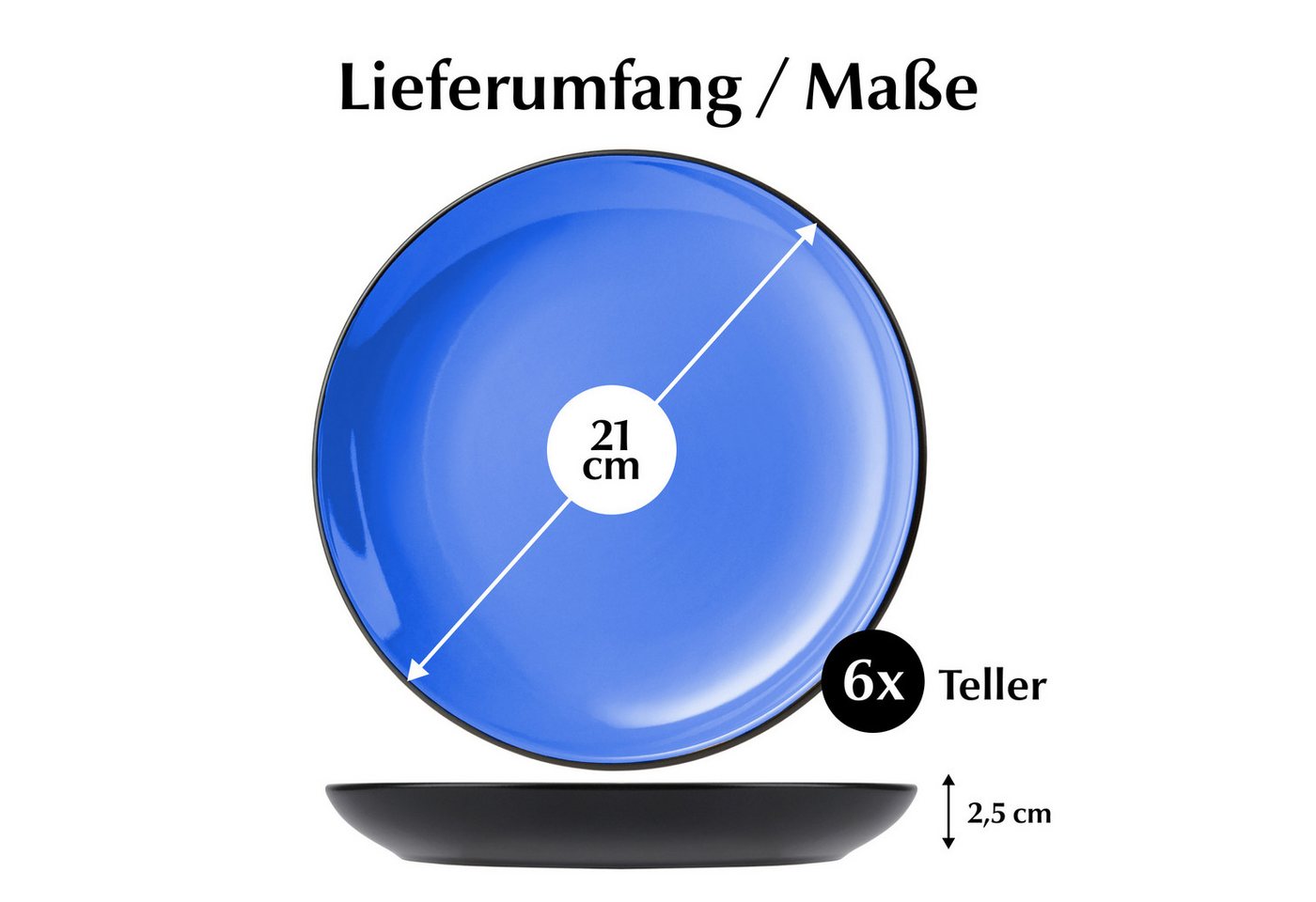 MiaMio Teller Le Papillon kleine Teller, blau, (6 St), Ø 20,5 cm, 6-teilig – Bild 4 von 5