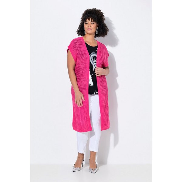 MIAMODA Langjacke Strickweste offene Form Strukturstrick
